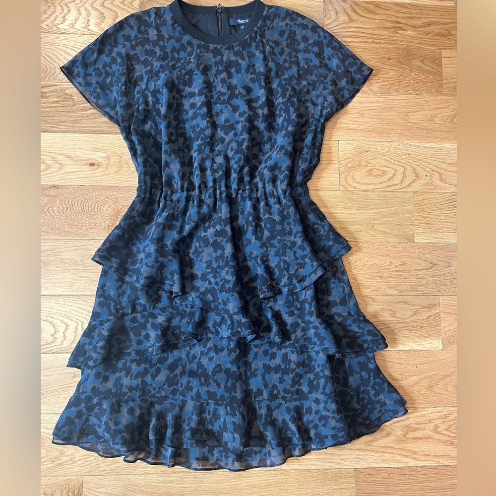 Madewell size 0 Lined leopard short sleeve dressy dress, great condition